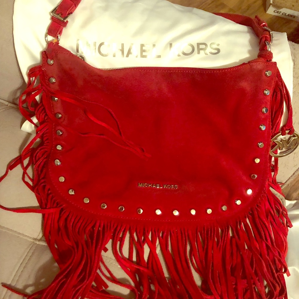 Michael Kors Red Suede Purse
